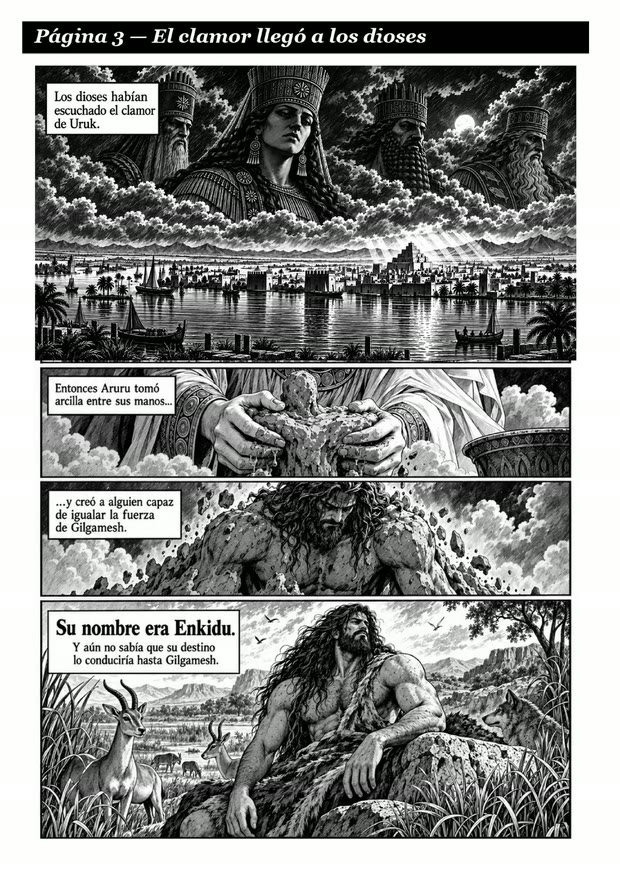 Página 3 del cómic: El clamor llegó a los dioses